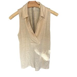 Banana Republic Cream bone khaki Wrap Blouse faux-wrap Notched Collar XS